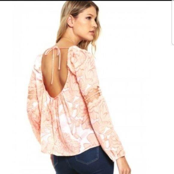 Guess Mod Poppy Orlando Blouse Womens S Pink Summer Chic Boho Hippie Beach - Picture 1 of 5